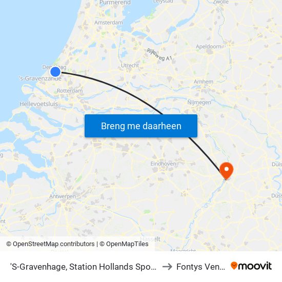 'S-Gravenhage, Station Hollands Spoor to Fontys Venlo map