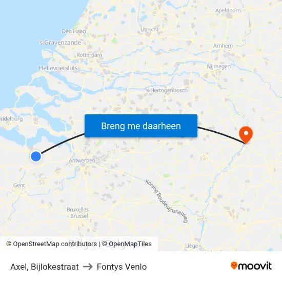 Axel, Bijlokestraat to Fontys Venlo map