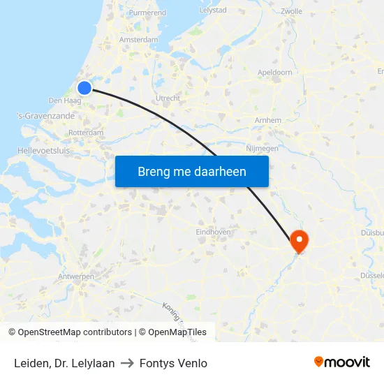 Leiden, Dr. Lelylaan to Fontys Venlo map