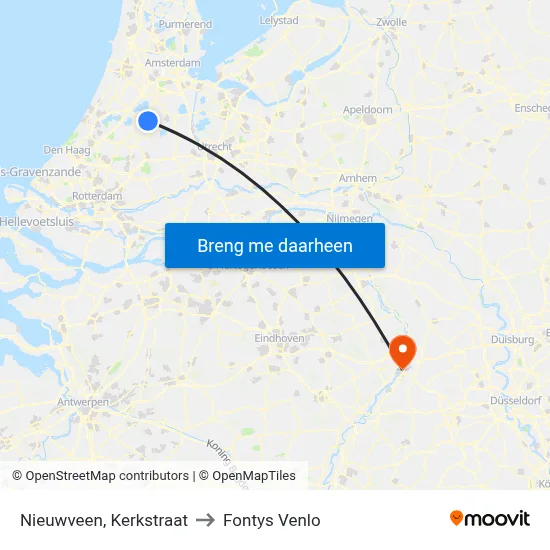 Nieuwveen, Kerkstraat to Fontys Venlo map