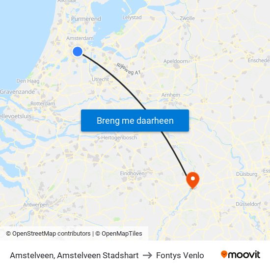 Amstelveen, Amstelveen Stadshart to Fontys Venlo map