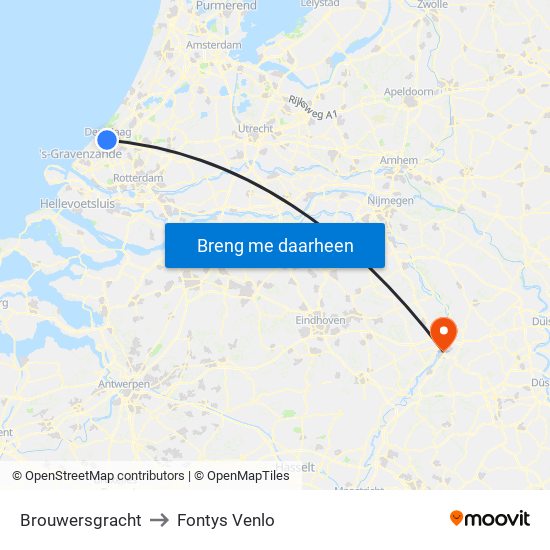 Brouwersgracht to Fontys Venlo map