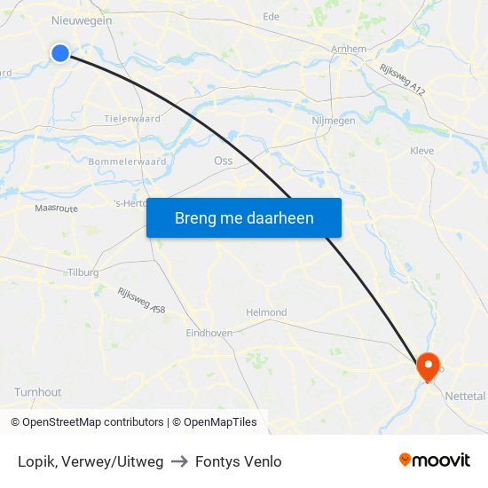 Lopik, Verwey/Uitweg to Fontys Venlo map