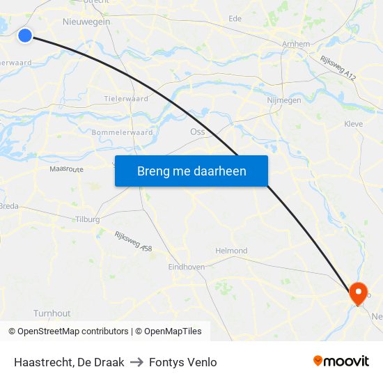 Haastrecht, De Draak to Fontys Venlo map