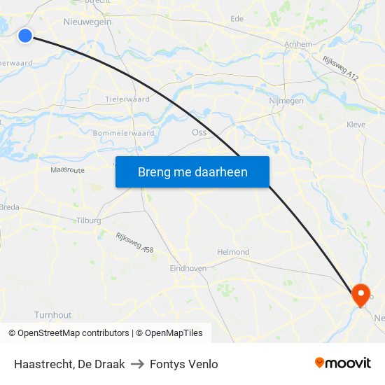 Haastrecht, De Draak to Fontys Venlo map