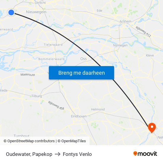 Oudewater, Papekop to Fontys Venlo map