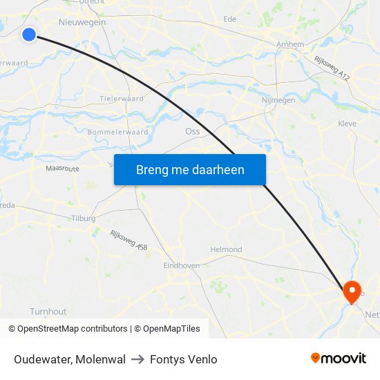 Oudewater, Molenwal to Fontys Venlo map