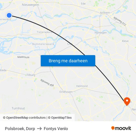 Polsbroek, Dorp to Fontys Venlo map