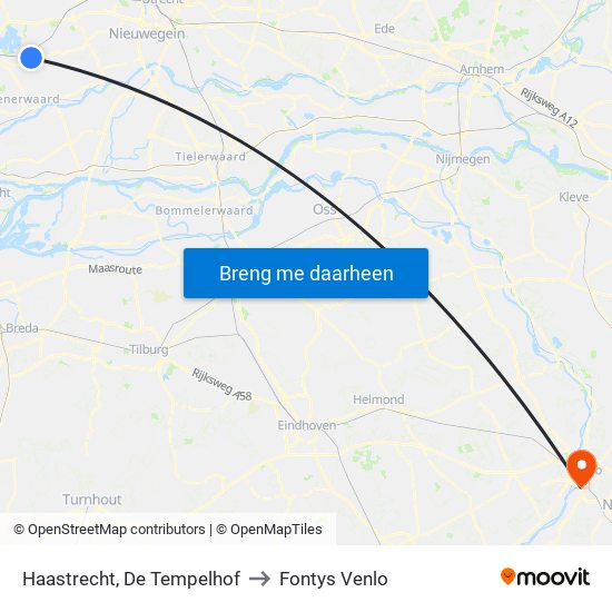 Haastrecht, De Tempelhof to Fontys Venlo map