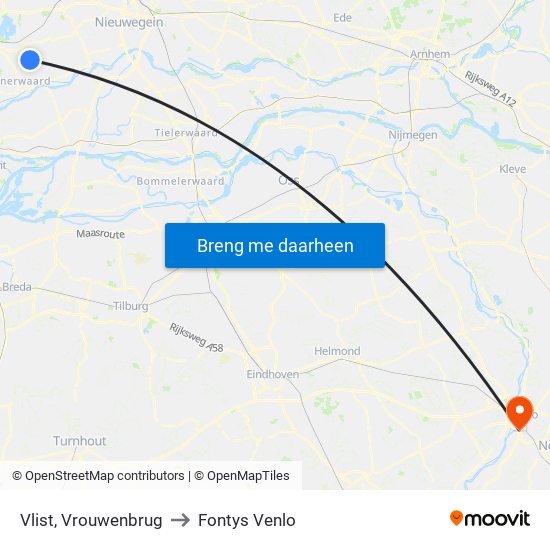 Vlist, Vrouwenbrug to Fontys Venlo map