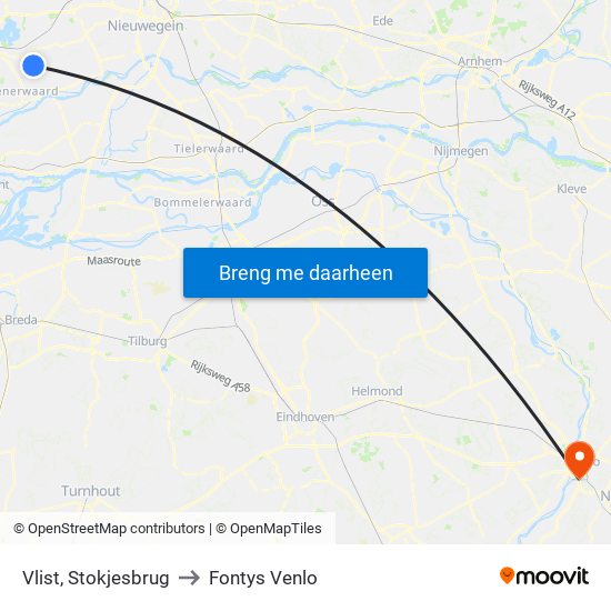 Vlist, Stokjesbrug to Fontys Venlo map