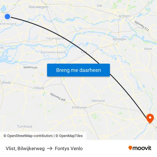Vlist, Bilwijkerweg to Fontys Venlo map