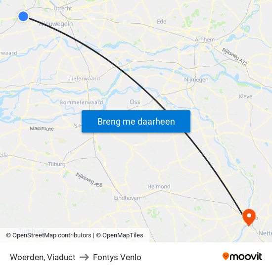 Woerden, Viaduct to Fontys Venlo map