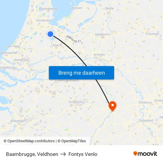 Baambrugge, Veldhoen to Fontys Venlo map