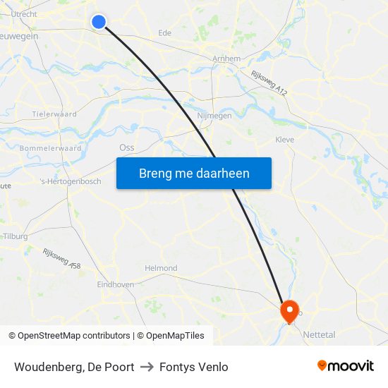 Woudenberg, De Poort to Fontys Venlo map