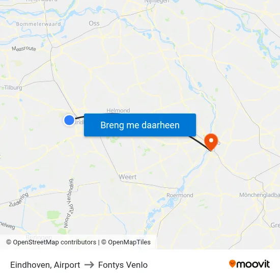 Eindhoven, Airport to Fontys Venlo map