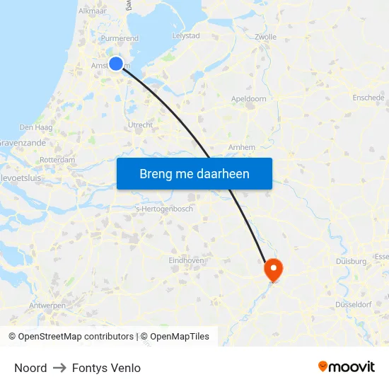 Noord to Fontys Venlo map