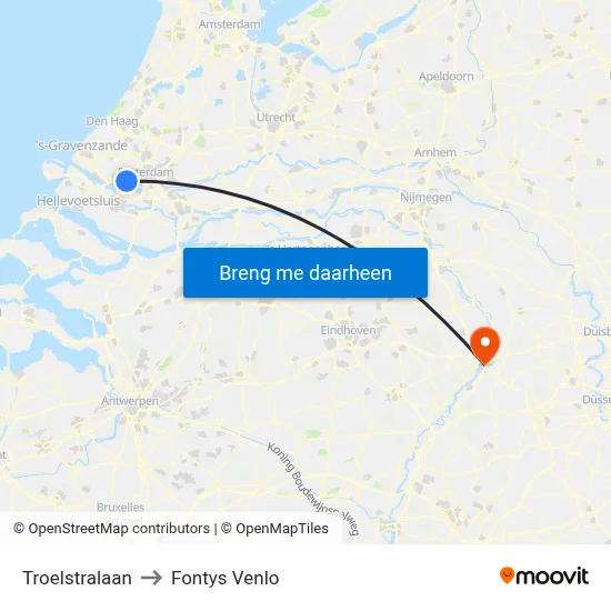 Troelstralaan to Fontys Venlo map