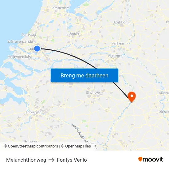 Melanchthonweg to Fontys Venlo map
