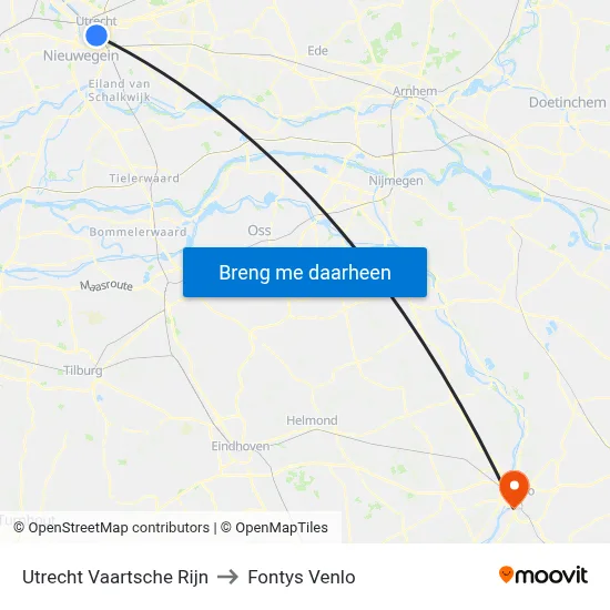 Utrecht Vaartsche Rijn to Fontys Venlo map