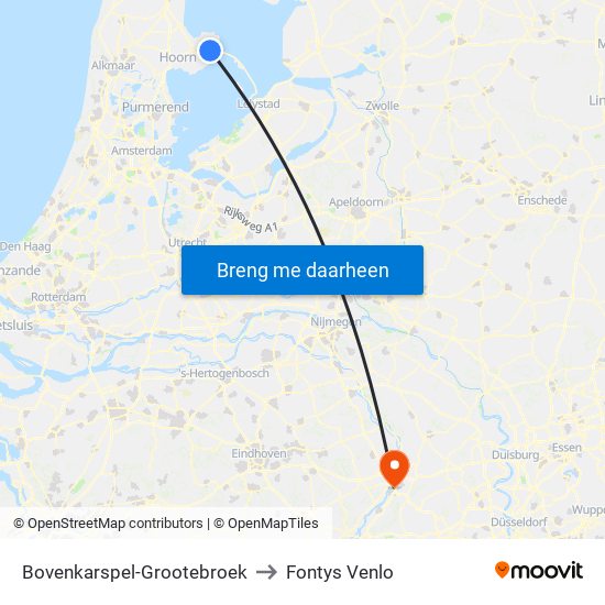 Bovenkarspel-Grootebroek to Fontys Venlo map