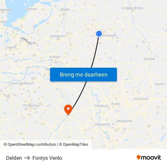 Delden to Fontys Venlo map