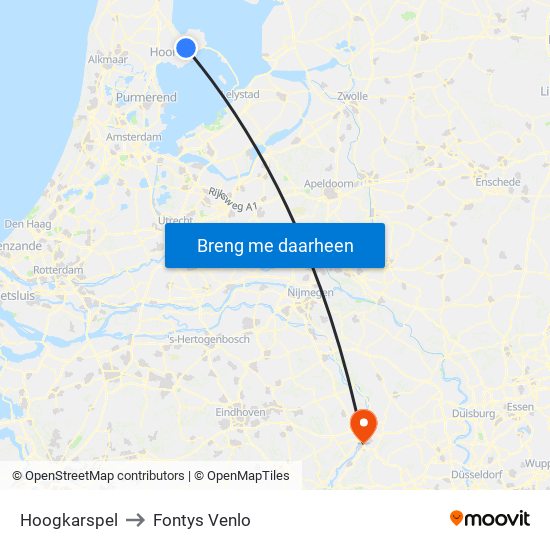 Hoogkarspel to Fontys Venlo map