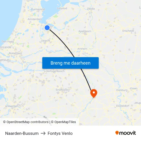Naarden-Bussum to Fontys Venlo map