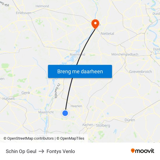 Schin Op Geul to Fontys Venlo map