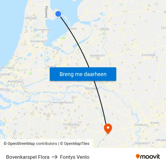 Bovenkarspel Flora to Fontys Venlo map