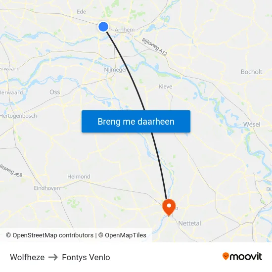 Wolfheze to Fontys Venlo map
