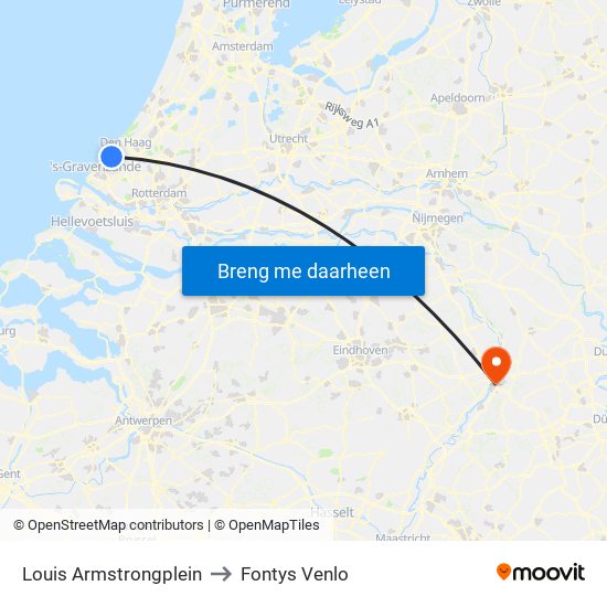 Louis Armstrongplein to Fontys Venlo map