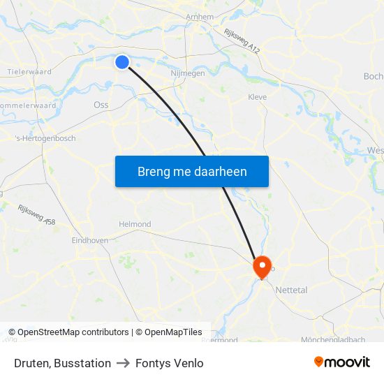 Druten, Busstation to Fontys Venlo map