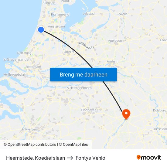 Heemstede, Koediefslaan to Fontys Venlo map