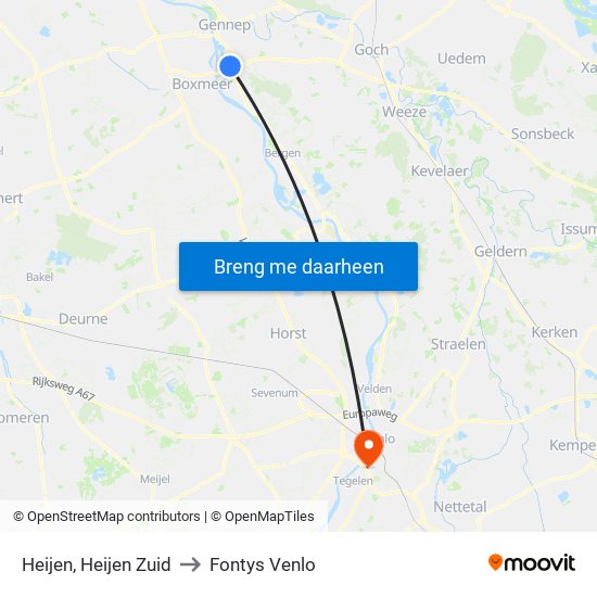 Heijen, Heijen Zuid to Fontys Venlo map