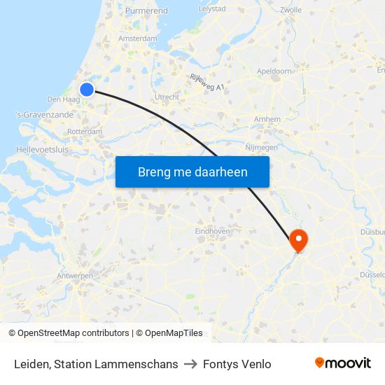 Leiden, Station Lammenschans to Fontys Venlo map