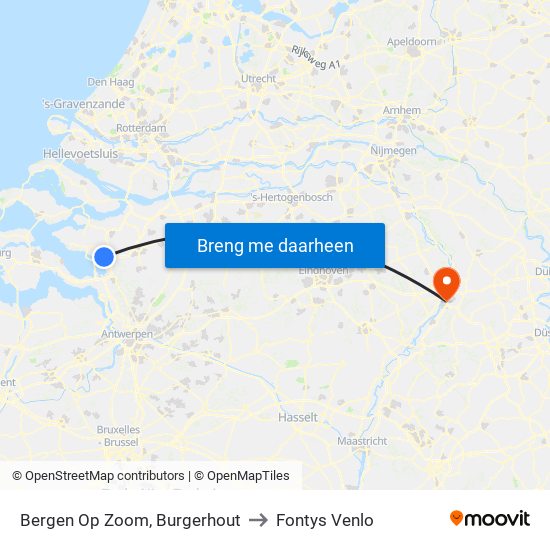 Bergen Op Zoom, Burgerhout to Fontys Venlo map