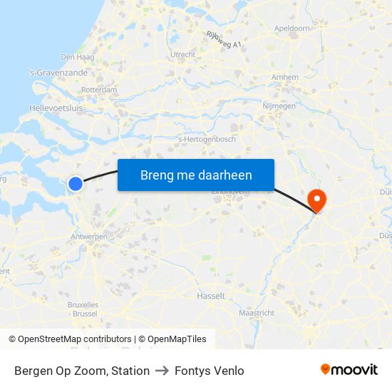 Bergen Op Zoom, Station to Fontys Venlo map