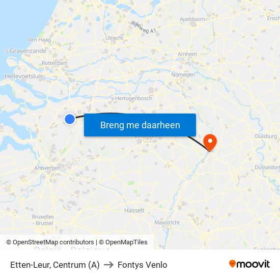 Etten-Leur, Centrum (A) to Fontys Venlo map