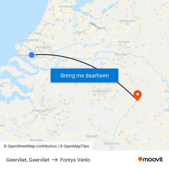 Geervliet, Geervliet to Fontys Venlo map