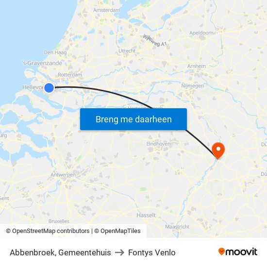 Abbenbroek, Gemeentehuis to Fontys Venlo map