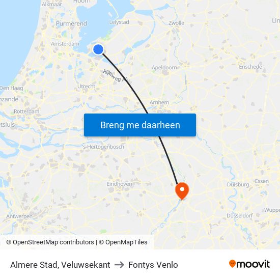 Almere Stad, Veluwsekant to Fontys Venlo map