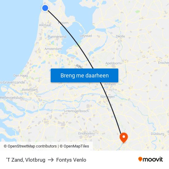 'T Zand, Vlotbrug to Fontys Venlo map