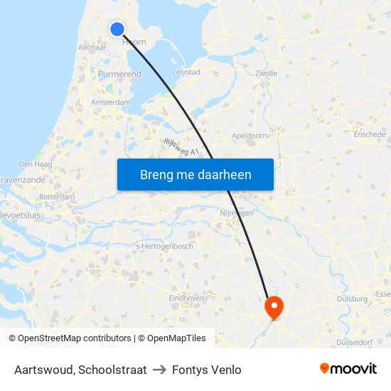 Aartswoud, Schoolstraat to Fontys Venlo map