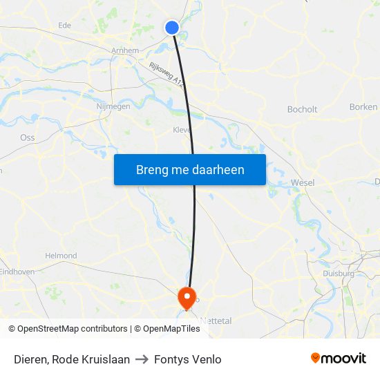 Dieren, Rode Kruislaan to Fontys Venlo map
