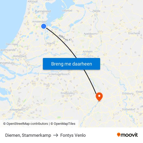 Diemen, Stammerkamp to Fontys Venlo map