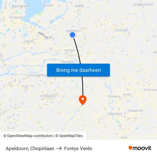 Apeldoorn, Chopinlaan to Fontys Venlo map