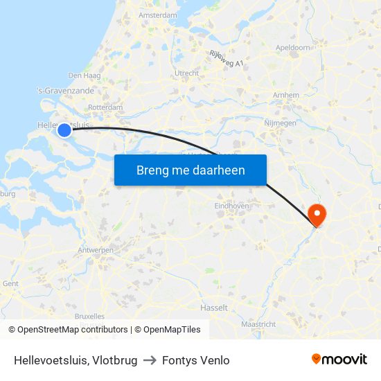 Hellevoetsluis, Vlotbrug to Fontys Venlo map