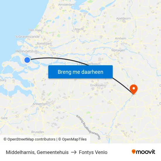 Middelharnis, Gemeentehuis to Fontys Venlo map