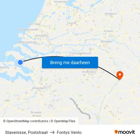 Stavenisse, Poststraat to Fontys Venlo map